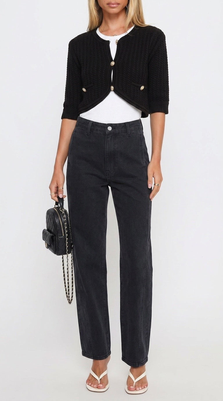 French Riviera Textured Crop Cardigan