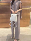 Taupe Summer Sleeveless Pants Set