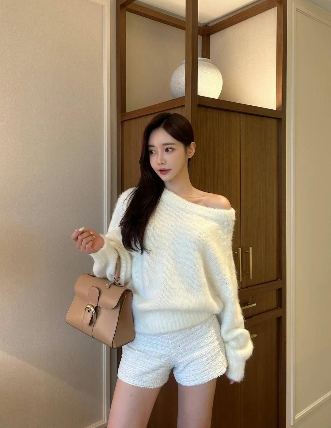 On Up Off Shoulder Mohair Sweater