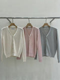 V neck button down linen sweater