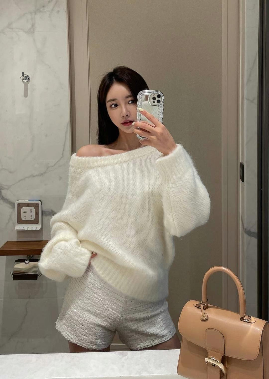 On Up Off Shoulder Mohair Sweater