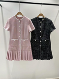 Button-down Tweed Pleated Dress *2 Colors