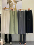 Drawstring-waist Crinkled Relaxed Trousers *4 Colors