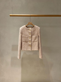 Long-sleeved Tweed Button down Jacket