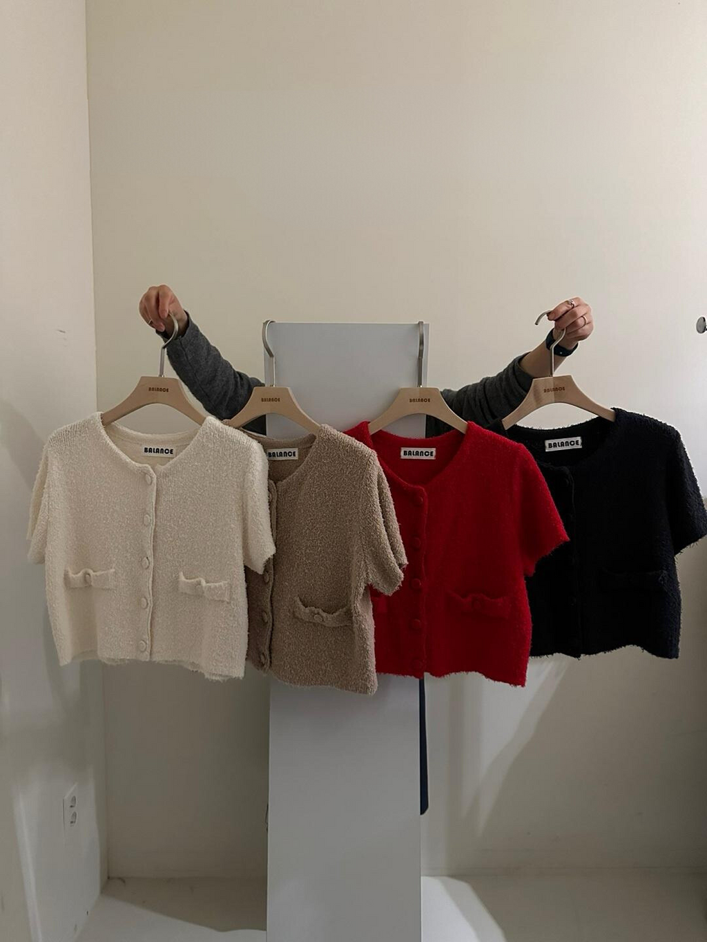 Teddy Short Sleeved Teddy Knit Cardigan Shorts Set *4 Colors