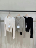 Ribbed-knit Long Sleeved Cardigan *3 Colors