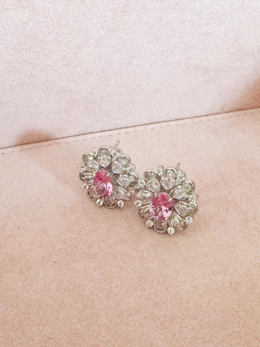Mrs Ho Joaillerie Topaz Pave Diamond Silver Flower Earrings