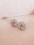 Mrs Ho Joaillerie Topaz Pave Diamond Silver Flower Earrings