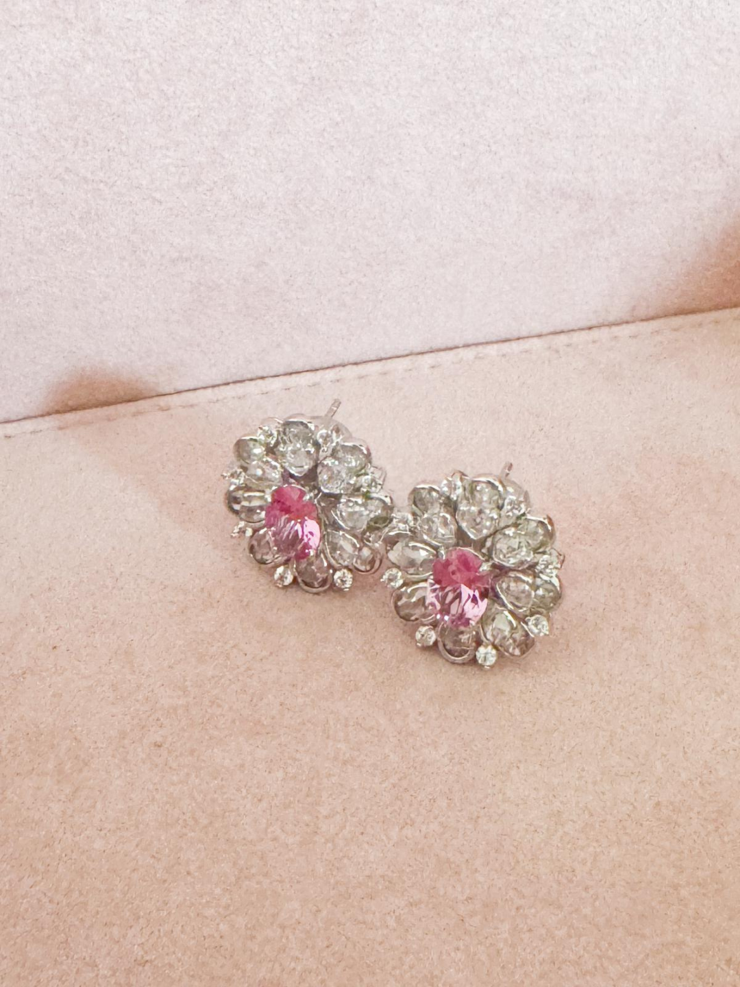 Mrs Ho Joaillerie Topaz Pave Diamond Silver Flower Earrings