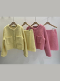 Wool Knitted Jacket & Skirt Set *2 Colors (Sold Separately)