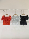 Puff-sleeve Polka dot Blouse Top *3 Colors