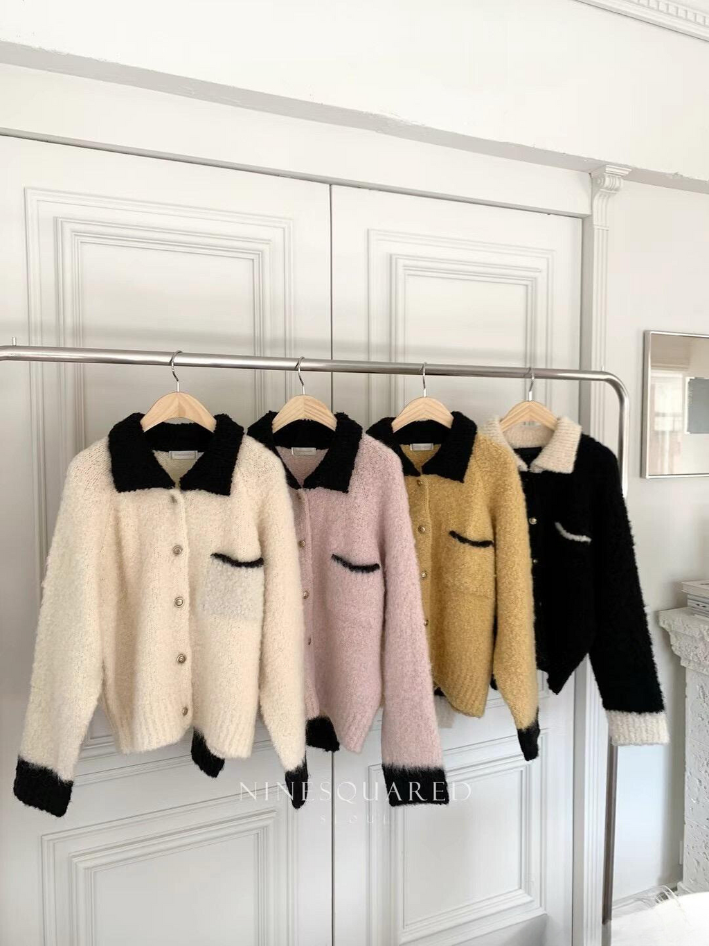 Ninesquared 100% Baby Alpaca Collared Knitted Cardigan *4 Colors