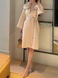 Open Front Fur Collar Woolen Coat *2 Colors