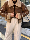 Zip-Up Fur Leather Jacket *2 Colors