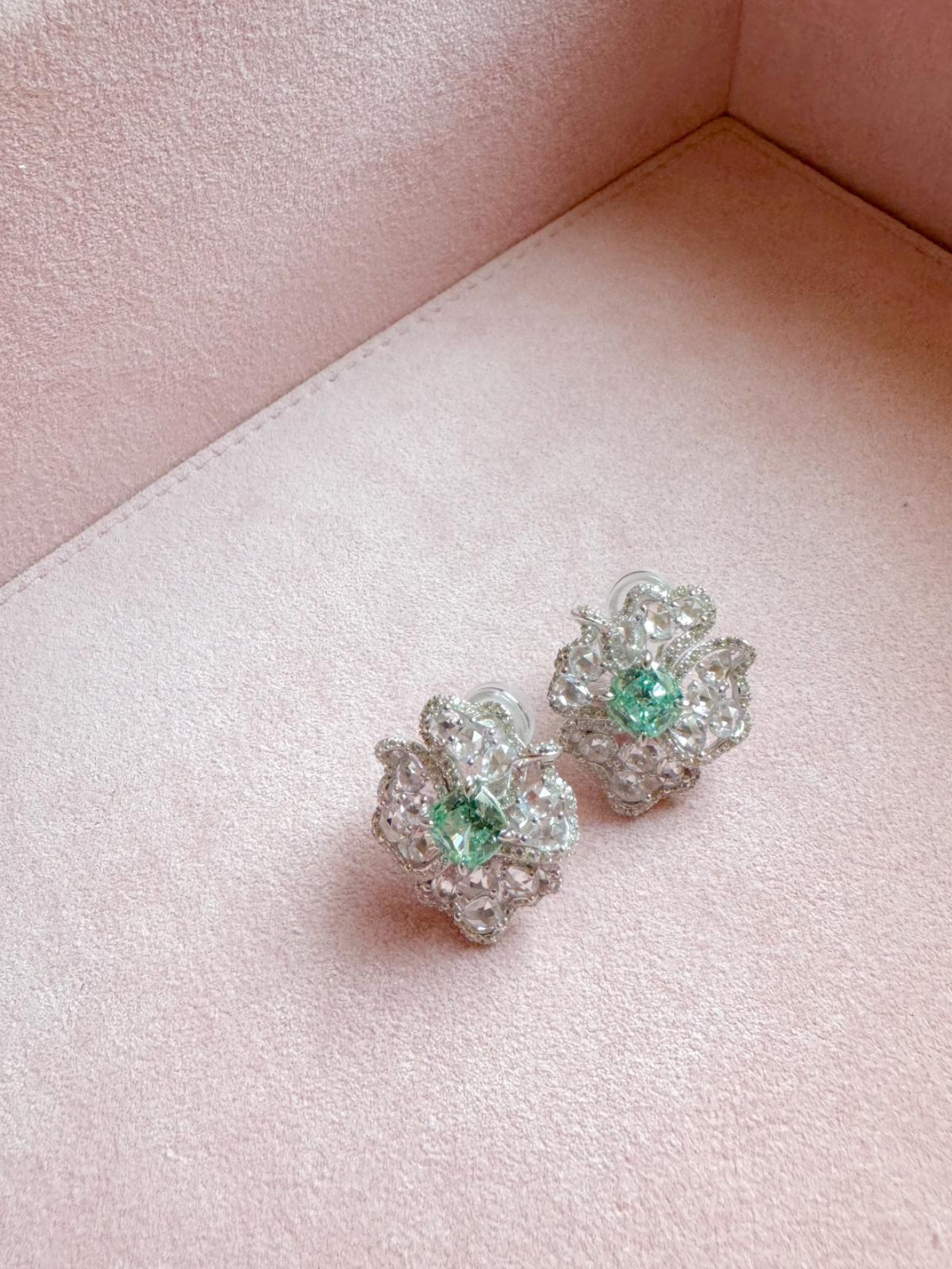 Mrs Ho Joaillerie Topaz Pave Diamond Silver Earrings