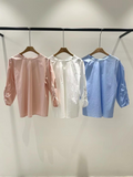 Ruched Long-sleeved Blouse *3 Colors