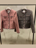 Star Rhinestone Button Tweed Blazer