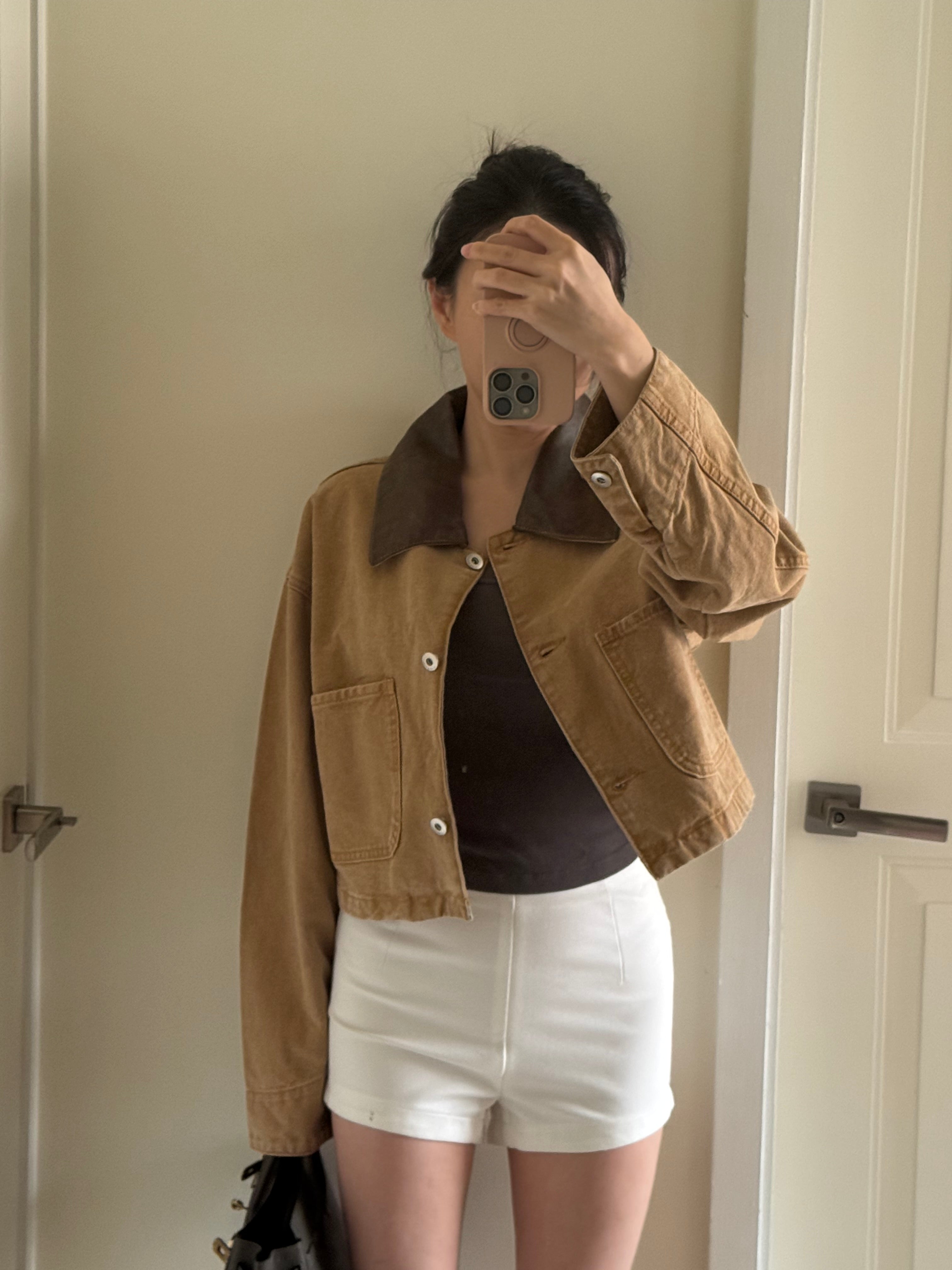 Brown Leather Collar Jacket 皮領棕色外套