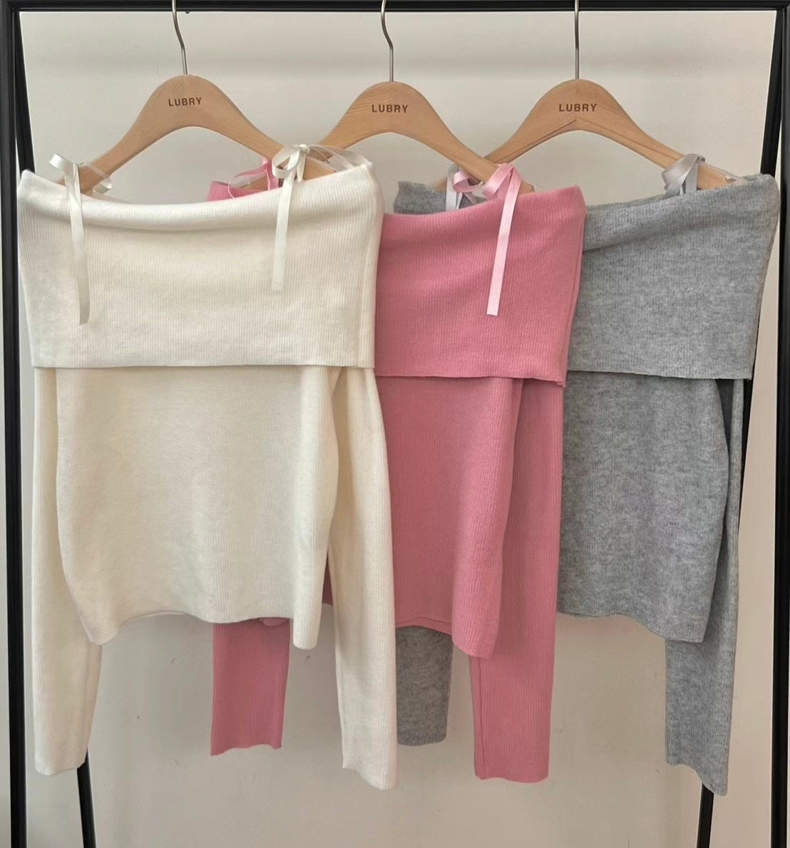 Off-Shoulder Knitted Tie-Strap Top * new Colors
