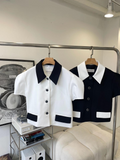 Button-up Contrast Short sleeved Top *2 Colors