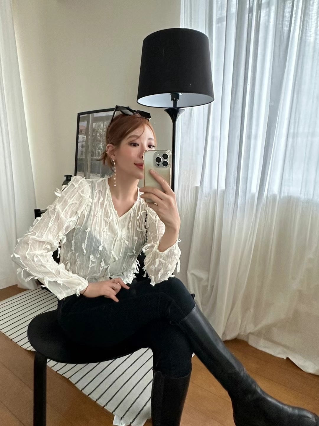 Embellished Sheer Blouse