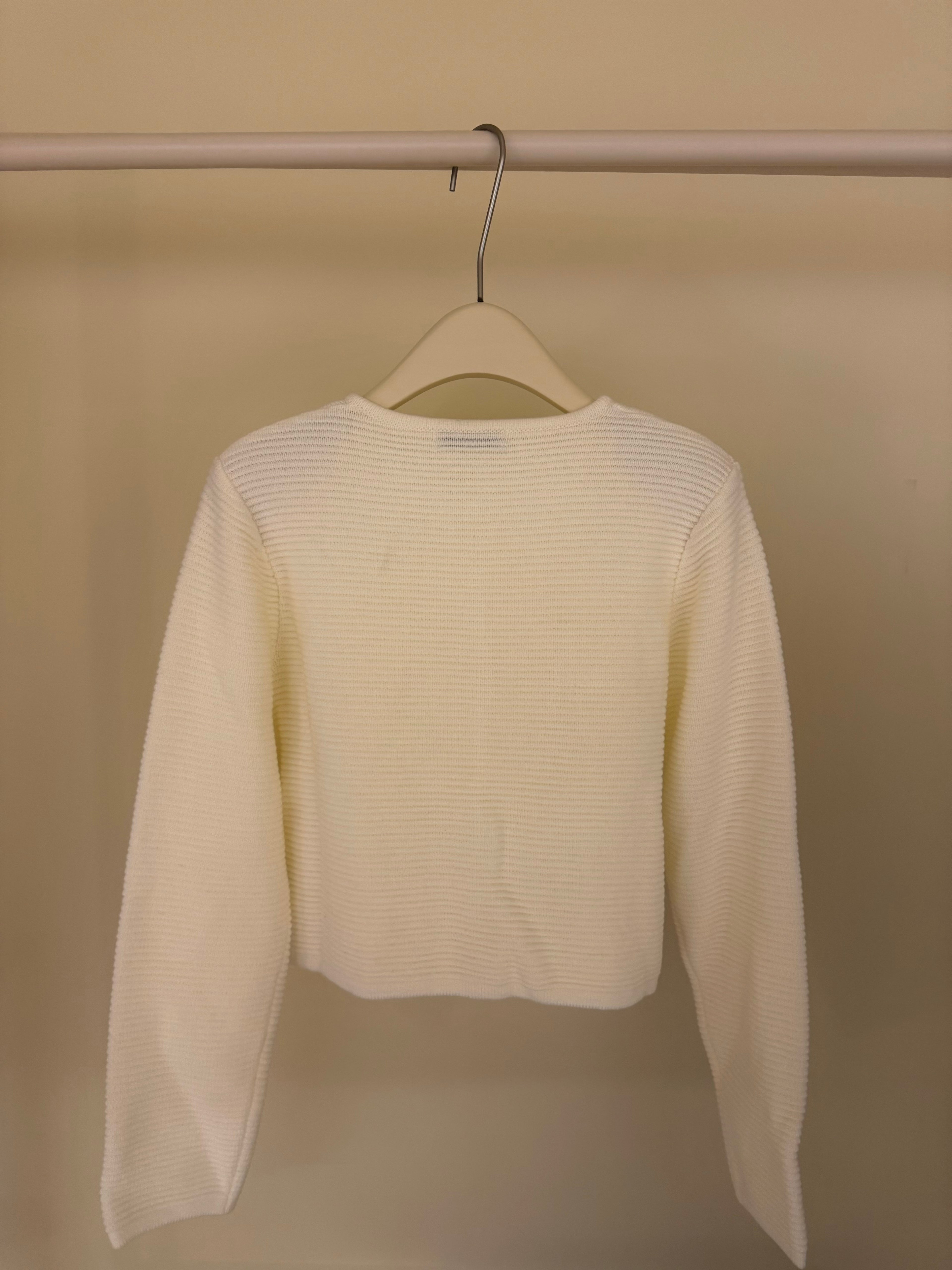 Ivory Button Down Knot Cardigan