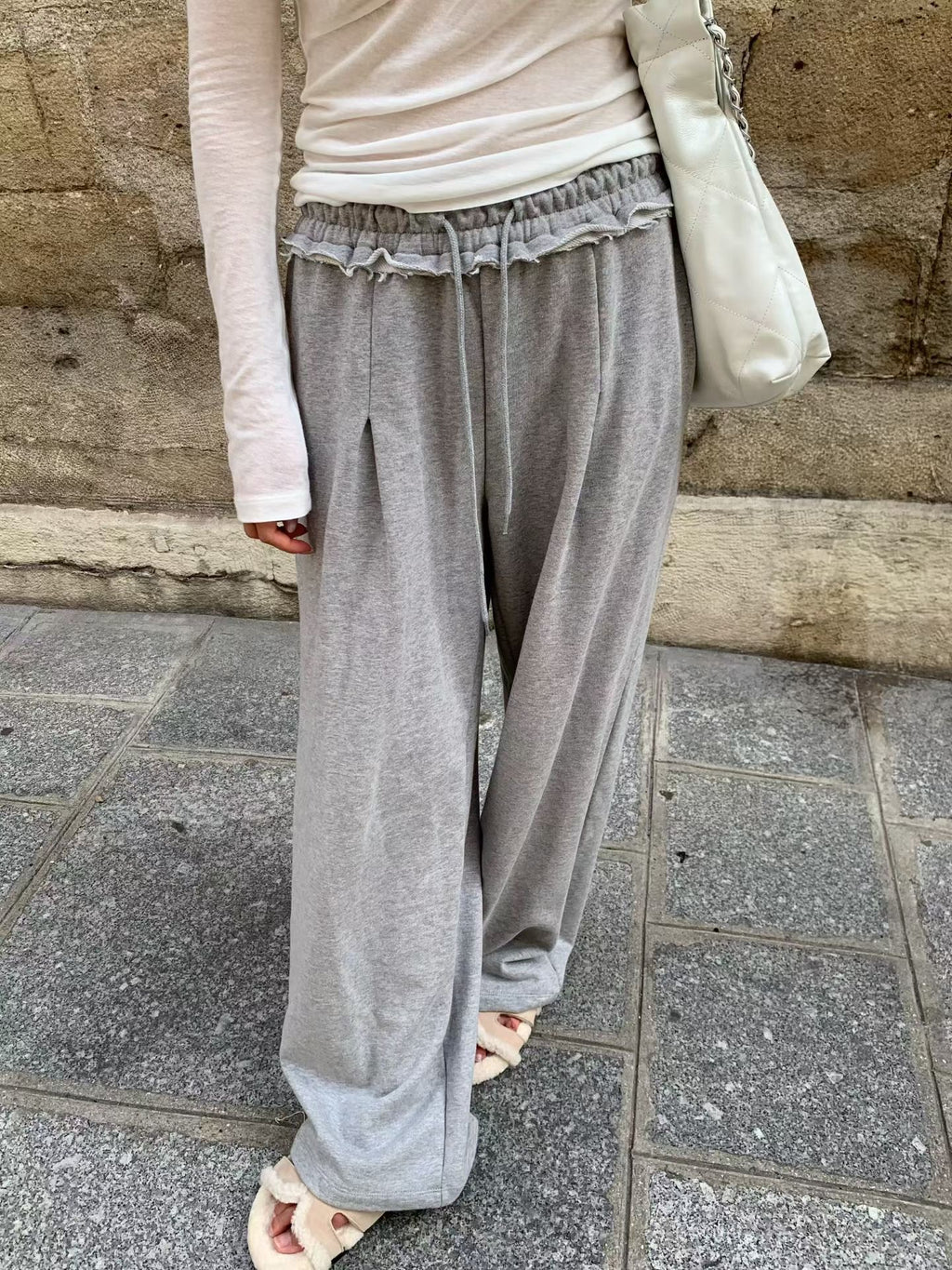 Ruffle-Trim Pleated Sweatpants