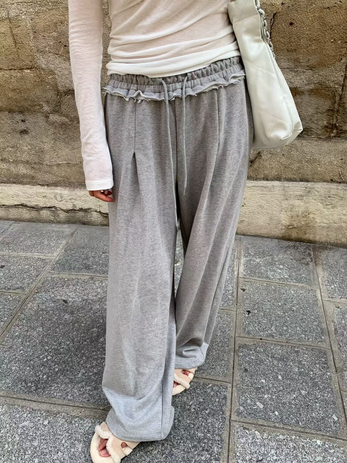 Ruffle-Trim Pleated Sweatpants