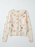 Floral Ruffled Knit Golf Cardigan
