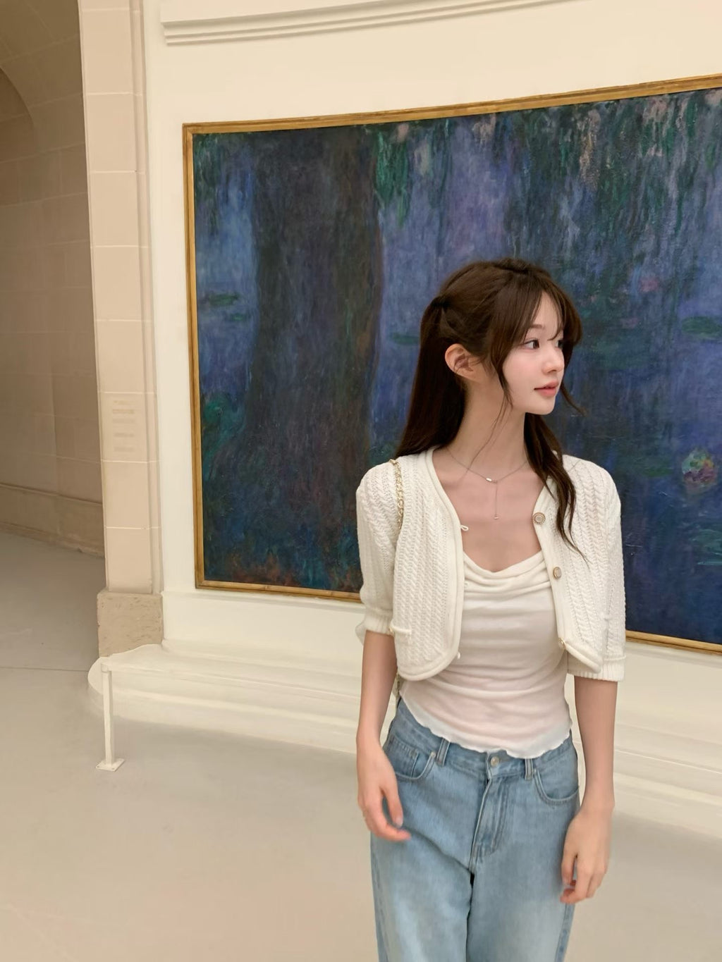 French Riviera Textured Crop Cardigan