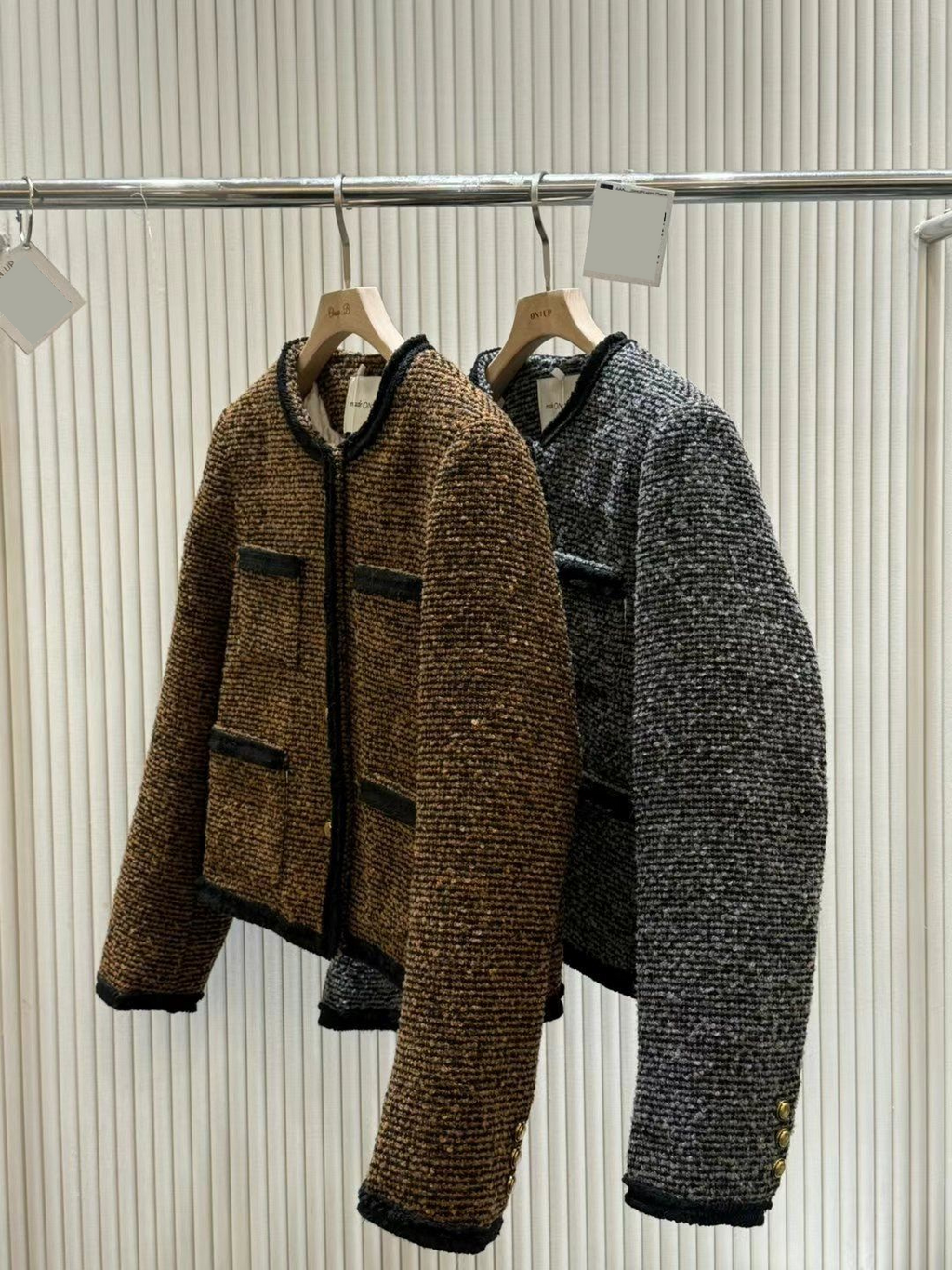 Contrast Trim Tweed Jacket *2 Colors