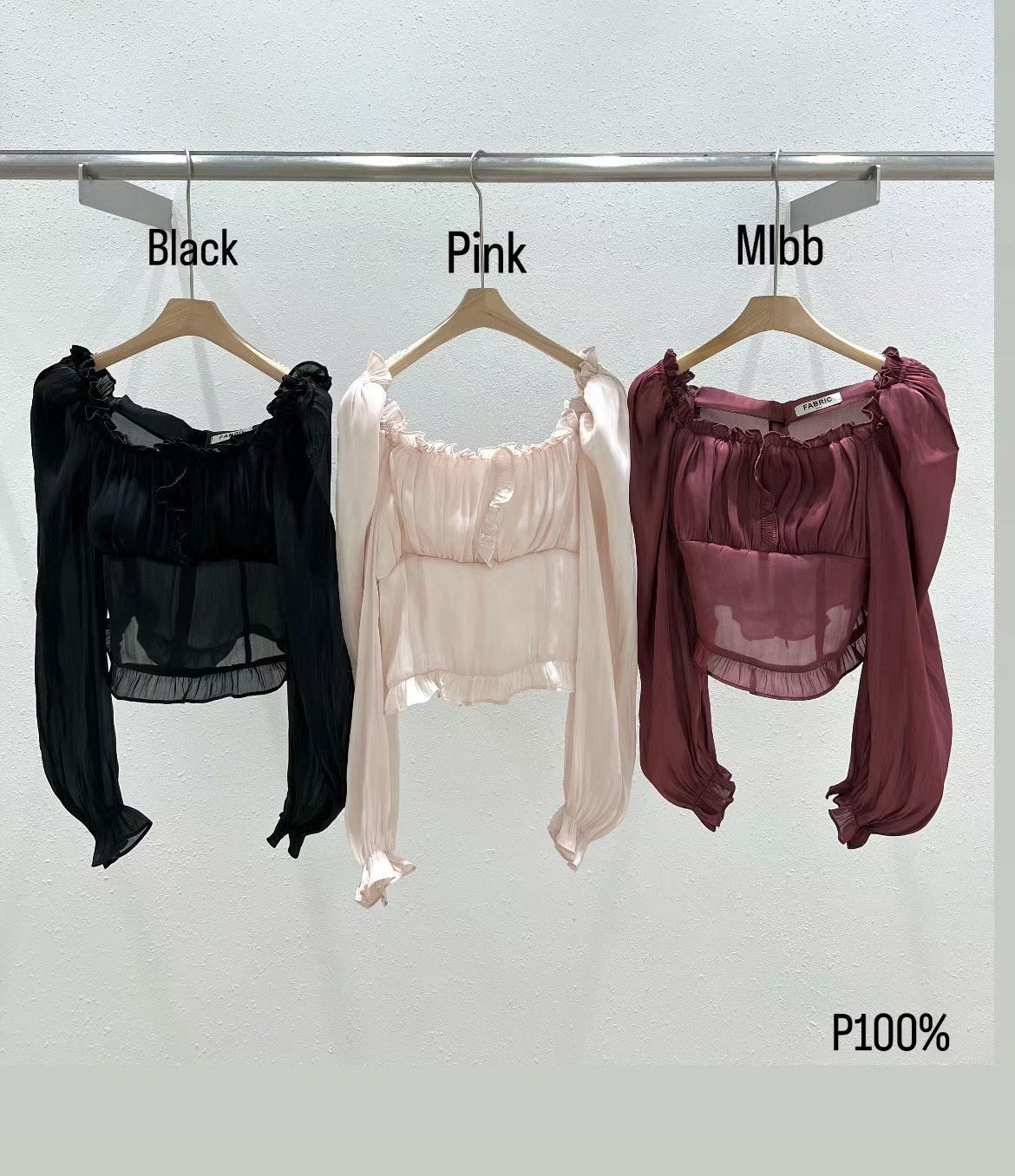 Off Shoulder Square Neck Satin Blouse