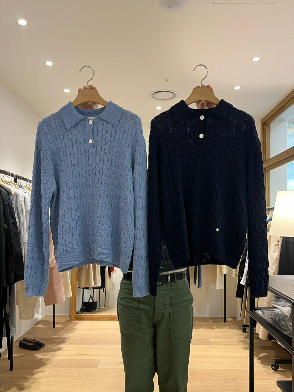 Collared Long Sleeves Knitted T-Shirt *4 Colors