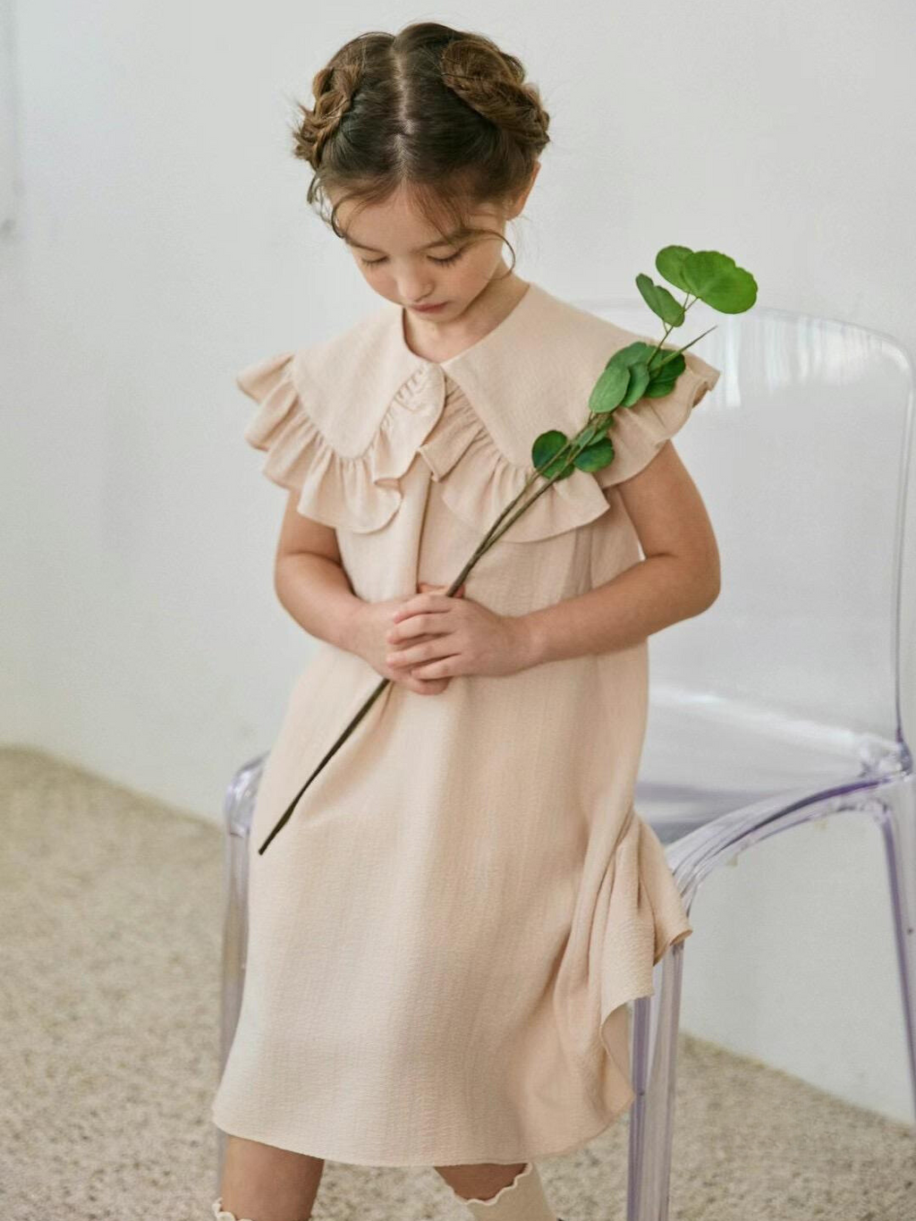 Ruffled Collar Kids Dress *2 Colors