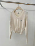V neck cotton cropped sweater