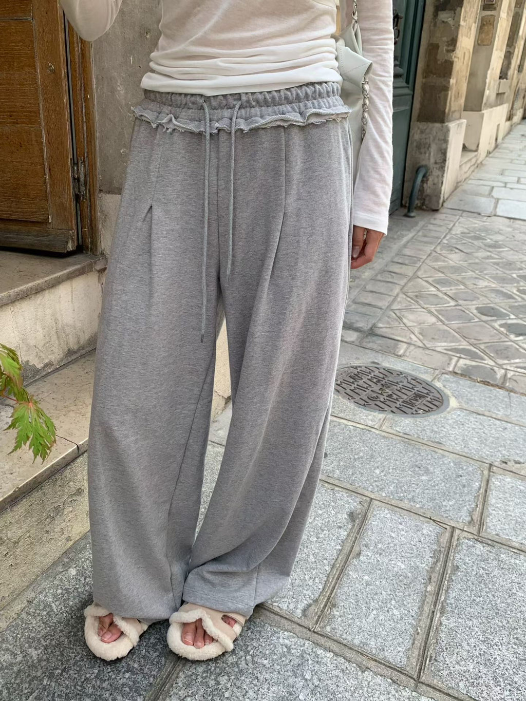 Ruffle-Trim Pleated Sweatpants