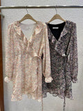Ruffle Nexk Floral Printed Dress