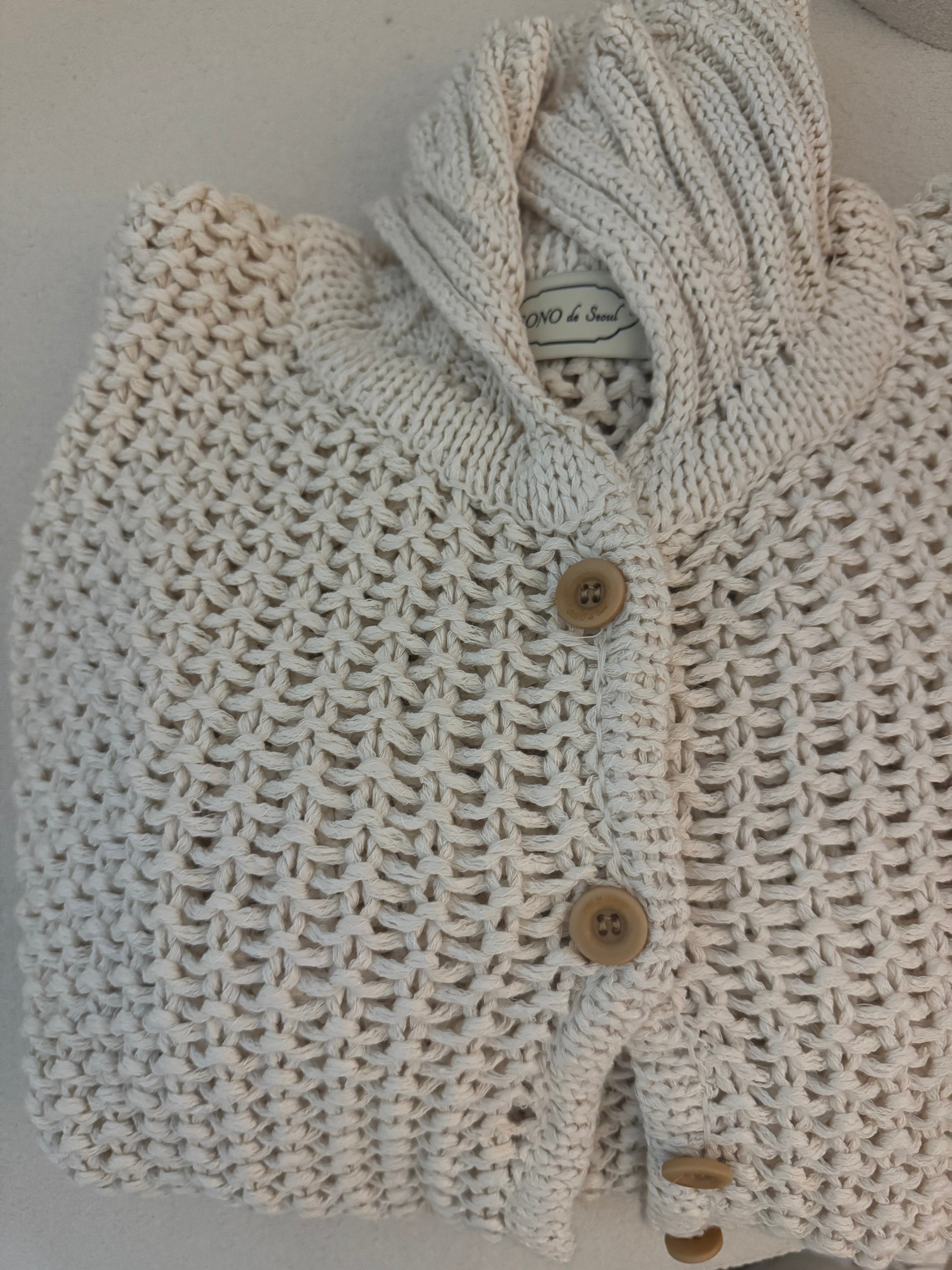 Collared Long Sleeved Crochet Cardigan