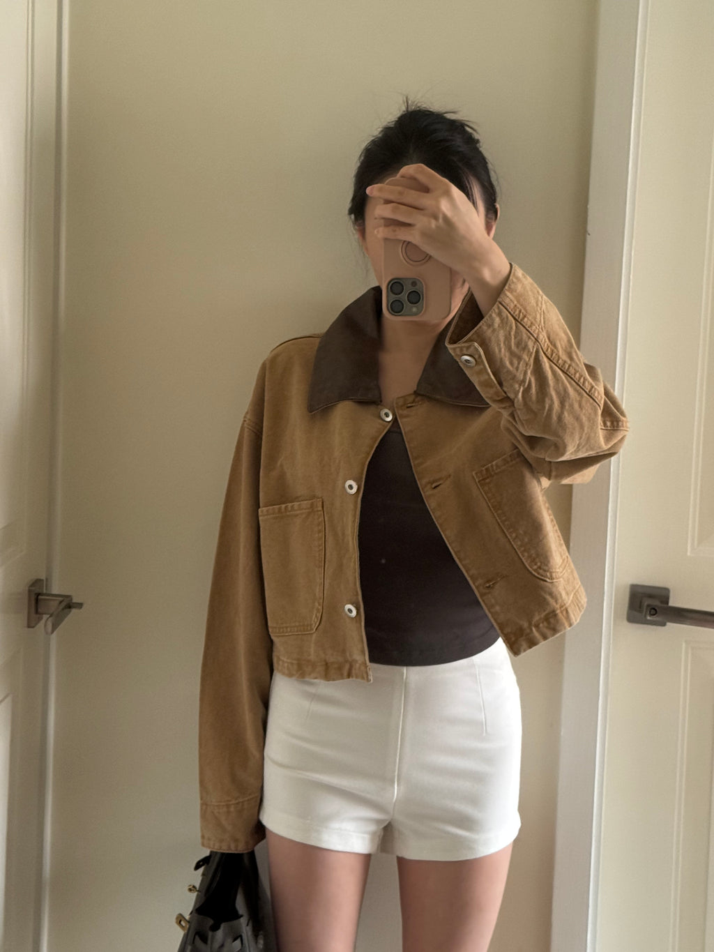 Brown Leather Collar Jacket 皮領棕色外套