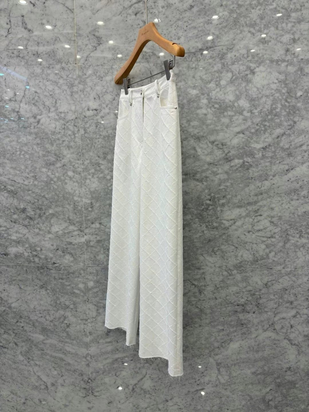Quilted Relaxed White Jeans