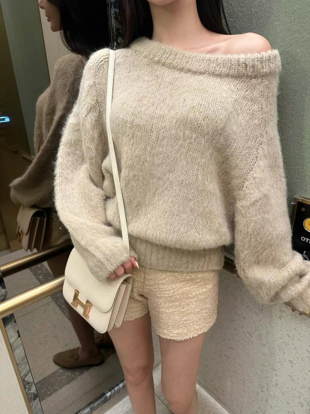 On Up Off Shoulder Mohair Sweater