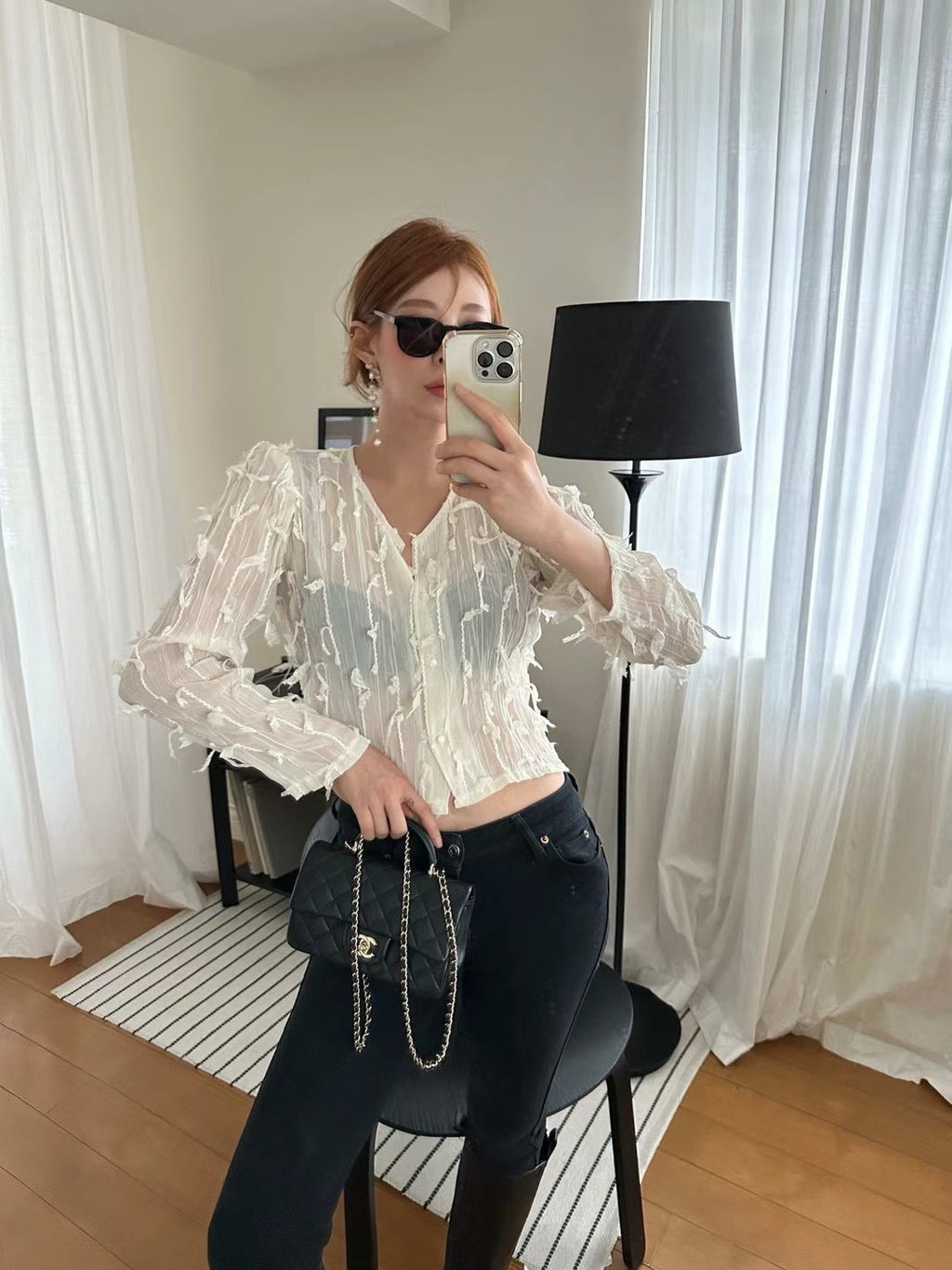 Embellished Sheer Blouse
