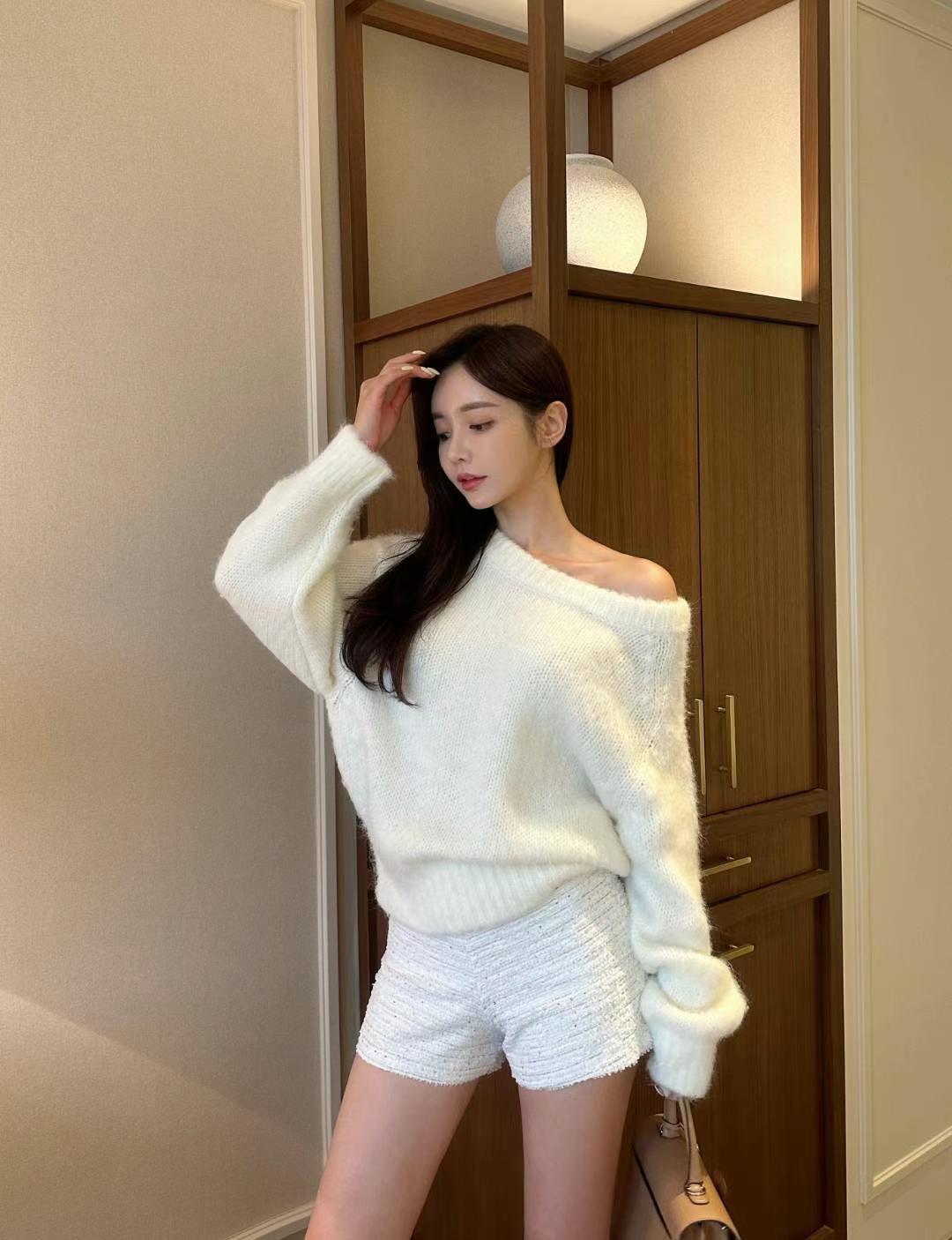 On Up Off Shoulder Mohair Sweater