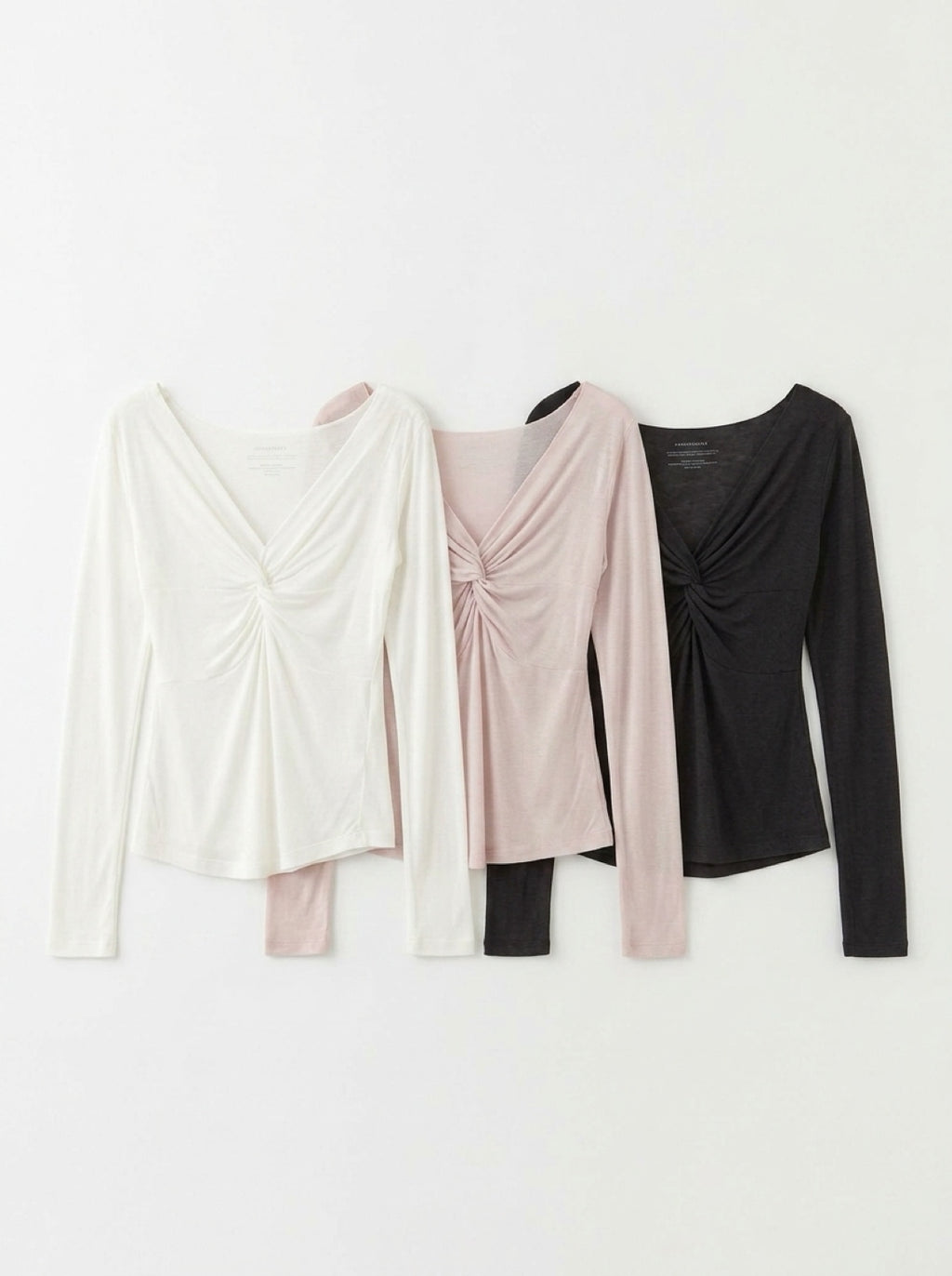 Twist-Front V-Neck Long-Sleeve Knit Top