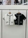 Short sleeved collar cardigan