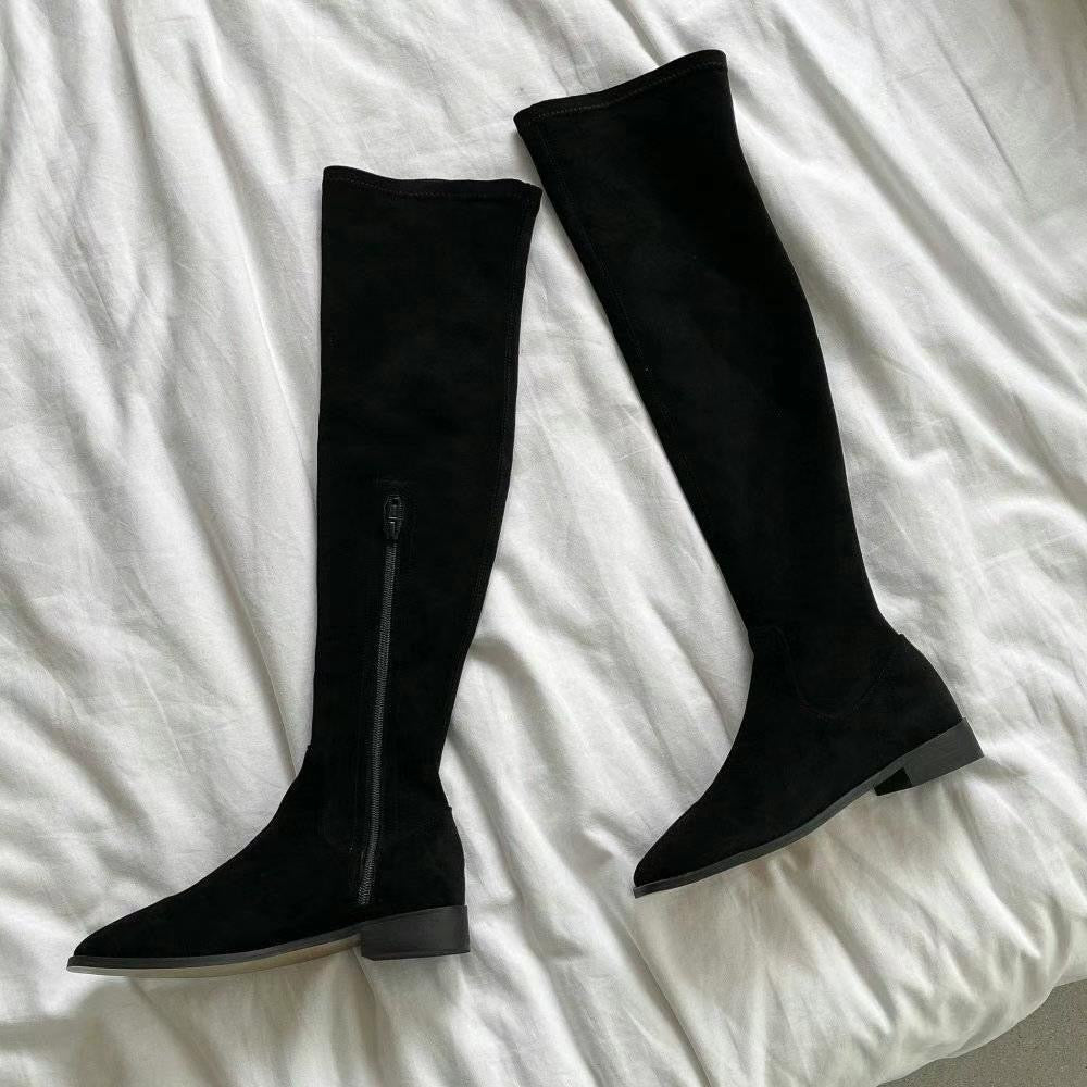 Over the knee suede boots