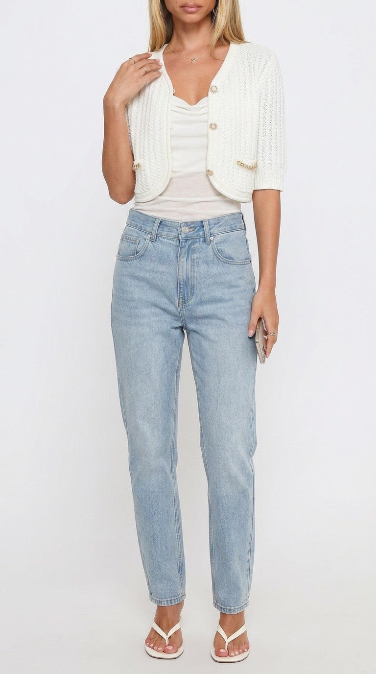 French Riviera Textured Crop Cardigan
