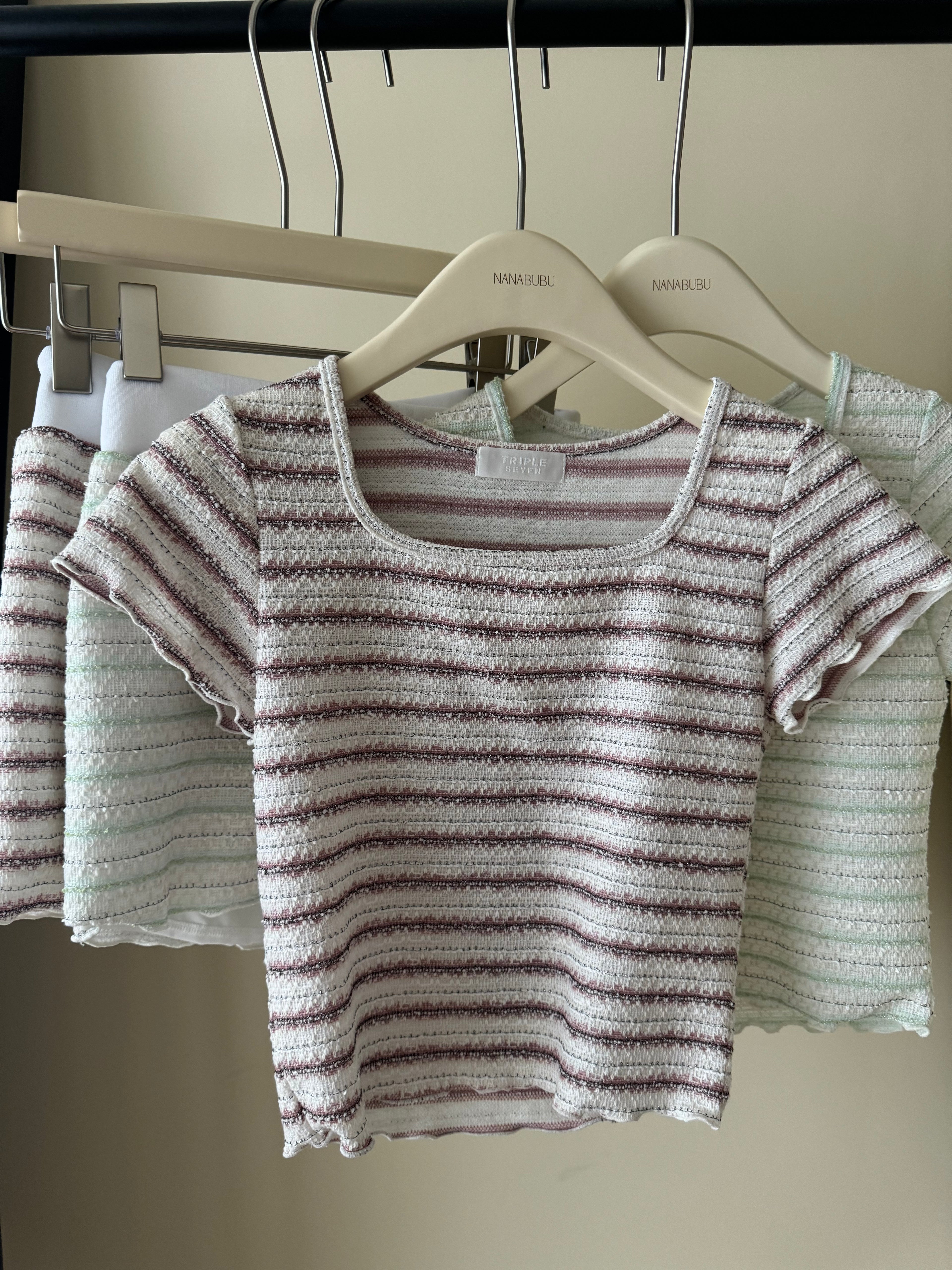 Striped Tee Shorts Set