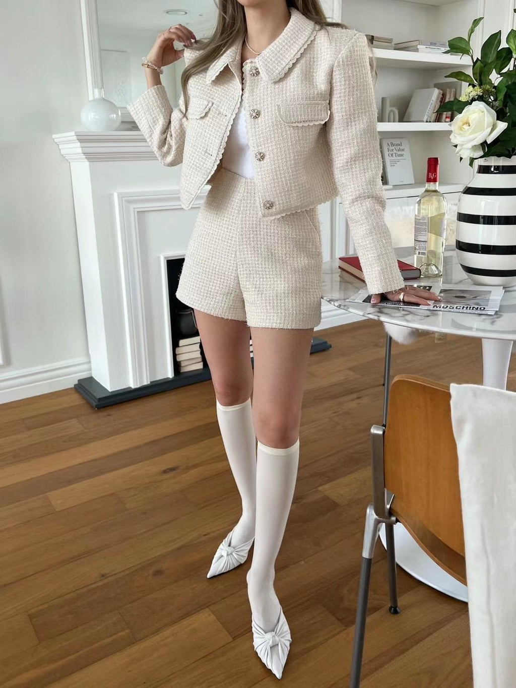 Tweed Blazer and Shorts Set *3 Colors