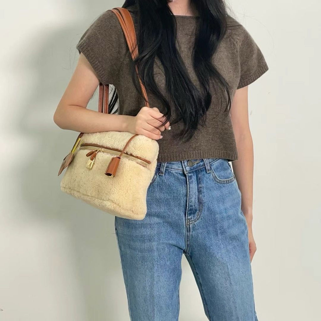 J Place Plush Bucket Shoulder Bag